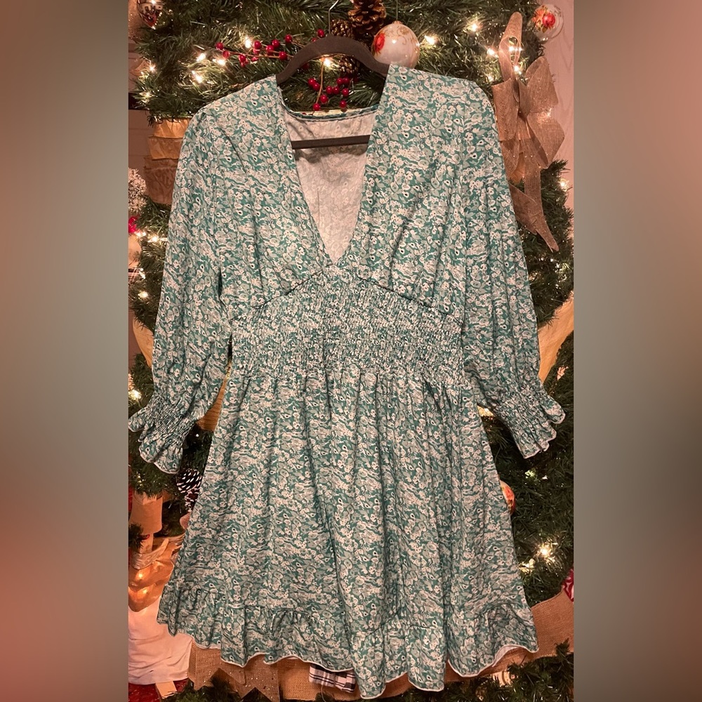 Green floral dress